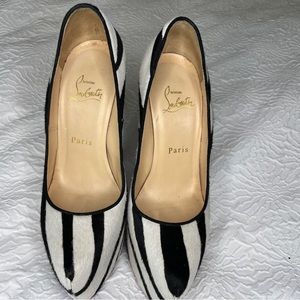 Christian Louboutin Daffodile Zebra Platform Pumps Size 6.5/36.5 w/dust bag